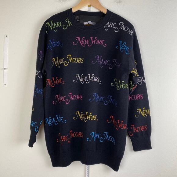 Marc Jacobs x New York Magazine Sweater Size XS Black Rainbow Metallic Wool RARE - Picture 6 of 14